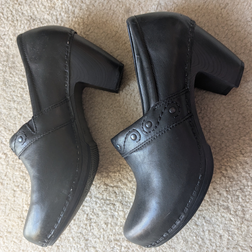 Dansko Black Leather Clogs